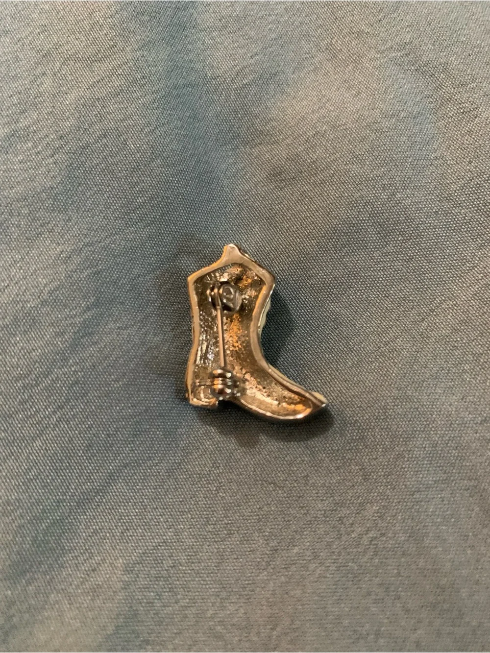 White Enamel Rhinestone Cowboy Boot Brooch